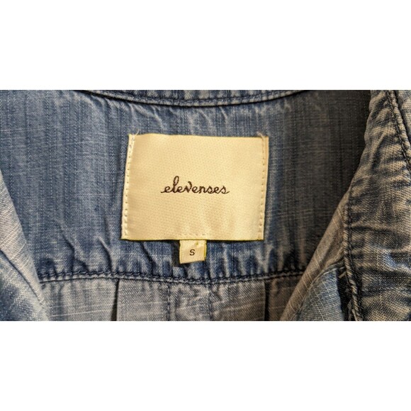 Women's Elevenses By Anthro Blue Chambray 100% Tencel Denim Button-Up Shirt S - Picture 5 of 12